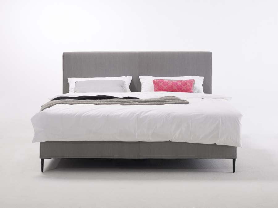 Möller Design Bohemian Boxspringbett TFK 180 x 200 cm, BS 25 cm, Fuß NG schwarz, KT 127 cm, Bezug: Mito 65 Grey PG2